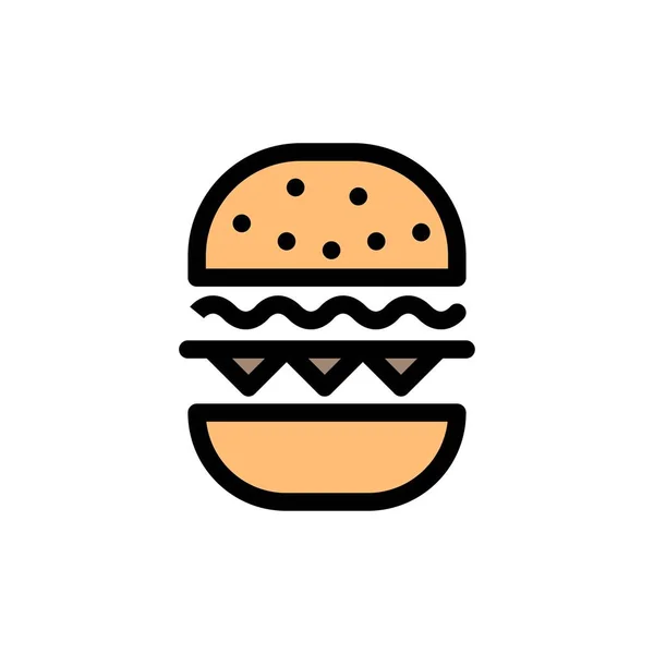 Burger, Comida, Comer, Canadá Flat Color Icon. Banner do ícone do vetor T — Vetor de Stock