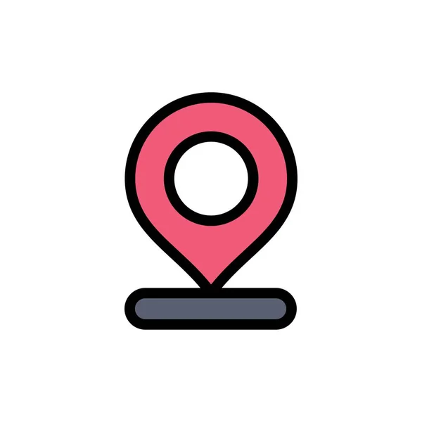 Ubicación, Mapa, Marcador, Pin Flat Color Icon. Banner de icono de vector — Vector de stock