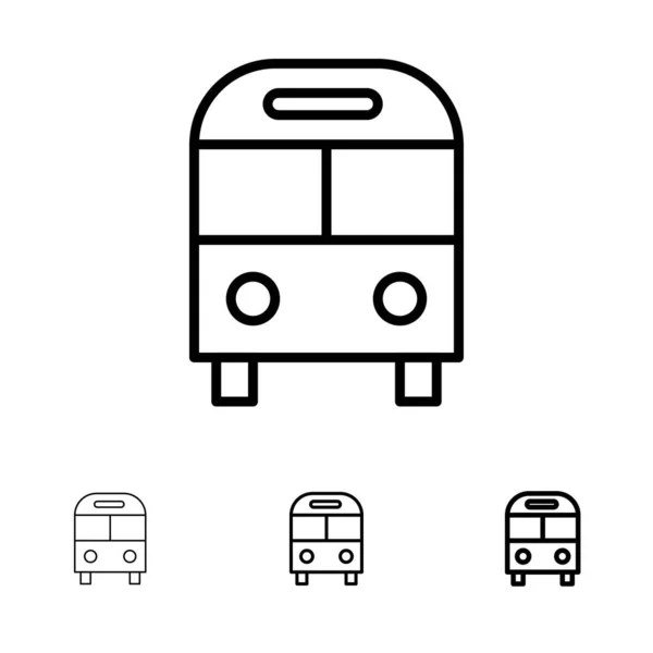 Auto, autobus, consegnare, logistica, trasporto Grassetto e sottile linea nera — Vettoriale Stock