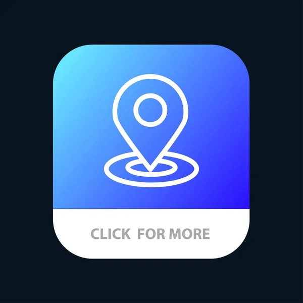Emplacement, carte, épinglette, bouton d'application mobile de l'hôtel. Android et IOS Lin — Image vectorielle
