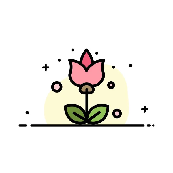 Flower, Flora, Floral, Flower Business Flat Line Filled Icon Ve — стоковый вектор