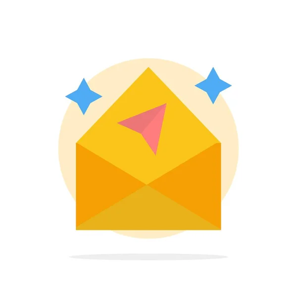 Pfeil, Chat, E-Mail, offenen abstrakten Kreis Hintergrund flache Farbe ic — Stockvektor
