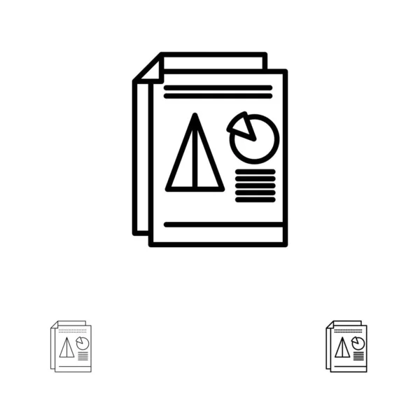 Bericht, Präsentation, Kuchen, Diagramm, Geschäft fett und dünn schwarz l — Stockvektor