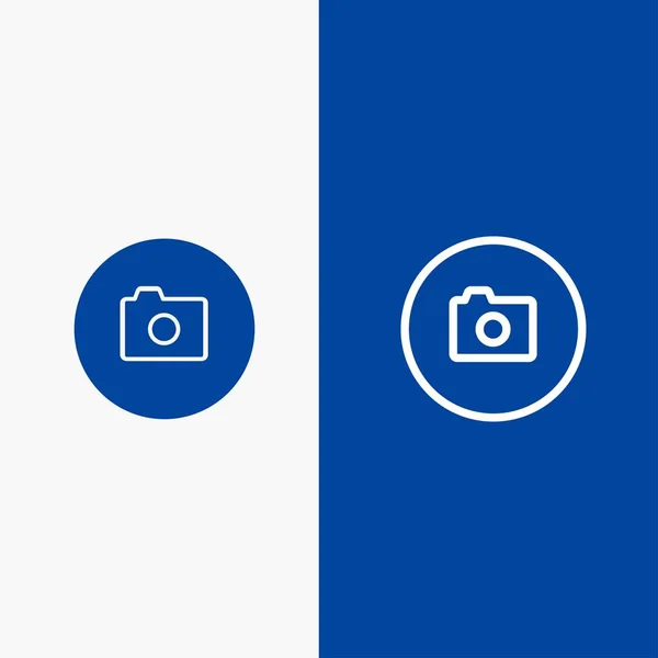 Camera, afbeelding, basis, UI-lijn en glyph effen pictogram blauwe banner L — Stockvector