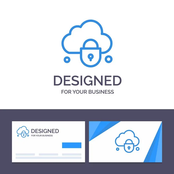 Kreative Visitenkarten- und Logovorlage Internet, Cloud, Schloss, — Stockvektor
