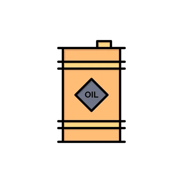 Vat, olie, olie vat, giftige platte kleur pictogram. Vector icoon verbod — Stockvector