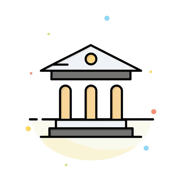 Universidade, Banco, Campus, Tribunal Abstract Flat Color Icon Templat — Vetor de Stock