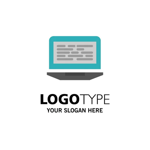 Laptop, Codificação, Código, Tela, Computer Business Logo Template. F —  Vetores de Stock