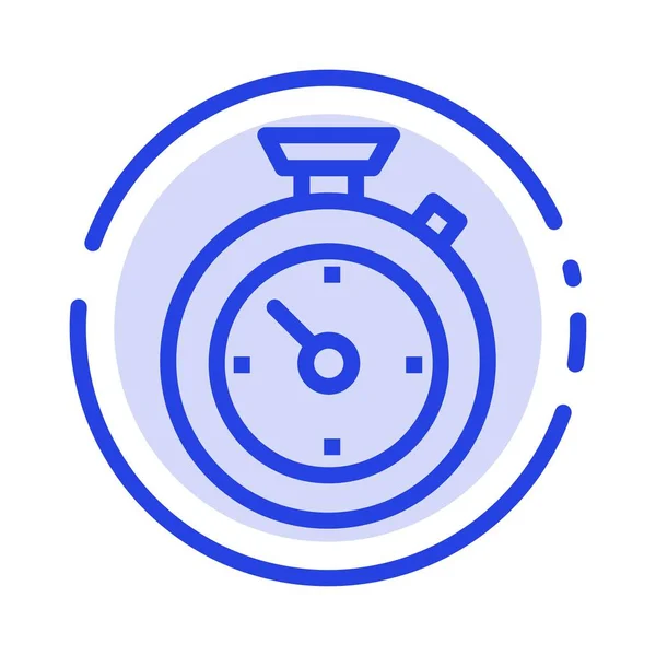Kompas, časovač, čas, Modrý tečkovaný spojnicový symbol čára — Stockový vektor