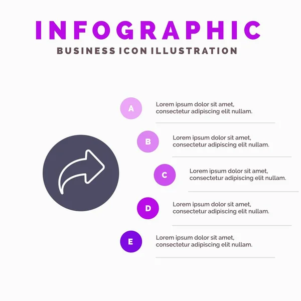 Basis, pijl, rechts, Ui Solid Icon Infographics 5 stappen Presenta — Stockvector