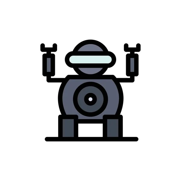 Robot, Technologie, Toy Flat Color Icon. Bannière d'icône vectorielle Temp — Image vectorielle