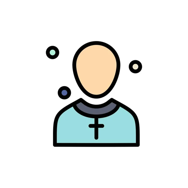 Christian, Church, Male, Man, Preacher  Flat Color Icon. Vector — Stock Vector