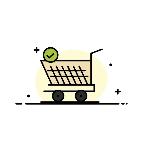 Trolley, Retail, Shopping, Cart  Business Flat Line Filled Icon — Stock Vector