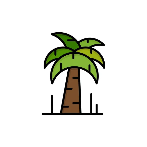 Palm, boom, Brazilië platte kleur pictogram. Vector pictogram banner sjabloon — Stockvector