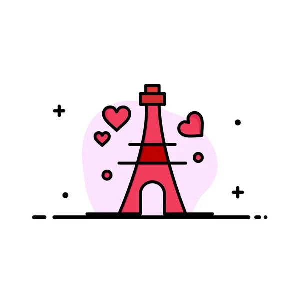 Πύργος, αγάπη, καρδιά, γάμου πρότυπο επαγγελματικό λογότυπο. Επίπεδο χρώμα — Διανυσματικό Αρχείο