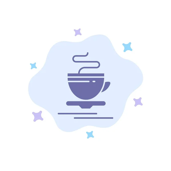 Tee, Tasse, heiß, Hotelblaues Symbol auf abstraktem Wolkenhintergrund — Stockvektor