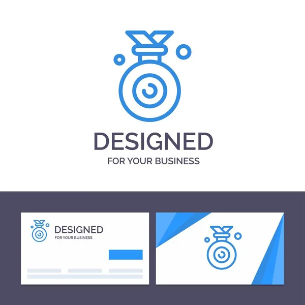 Medaglia modello Creative Business Card e logo, Olimpico, Vincitore , — Vettoriale Stock