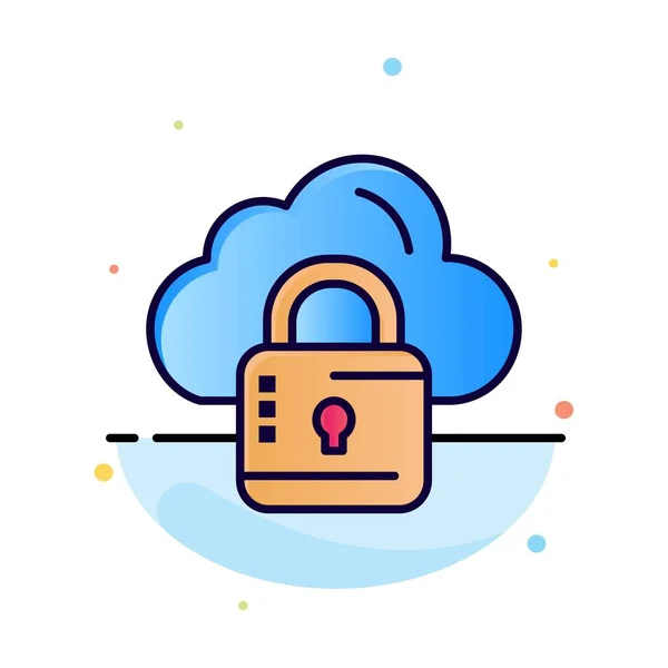 Cloud, Network, Lock, Locked Abstract Flat Color Icon Template — Stock Vector