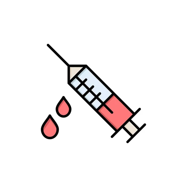 Icône de couleur plate de drogue, de drogue, d'injection, médicale. Interdiction d'icône vectorielle — Image vectorielle