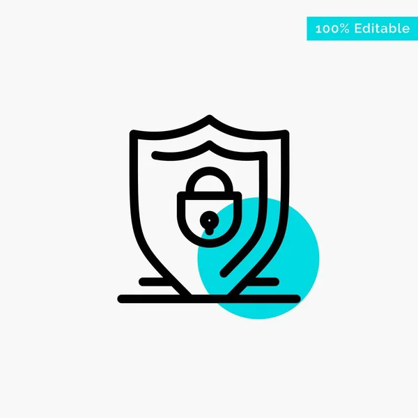 Internet, schild, slot, veiligheid Turquoise highlight cirkel aan — Stockvector