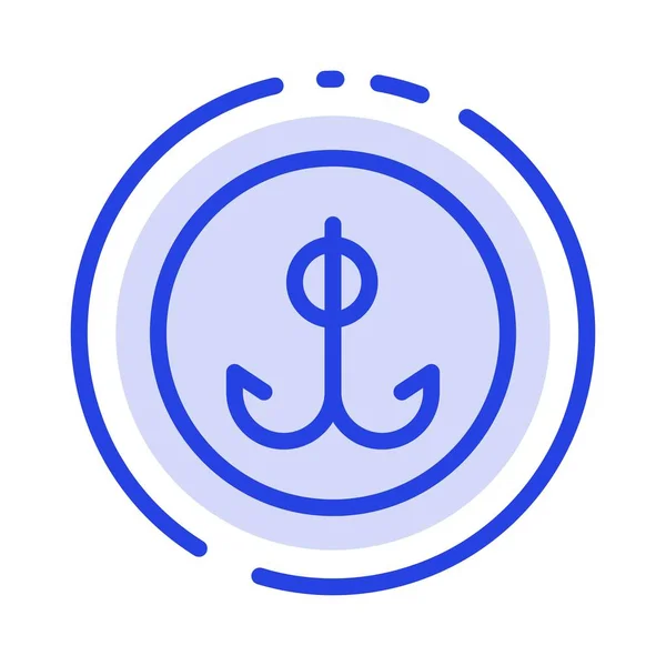 Umpan, Ikan, Hook, Sport Blue Dotted Line Icon - Stok Vektor