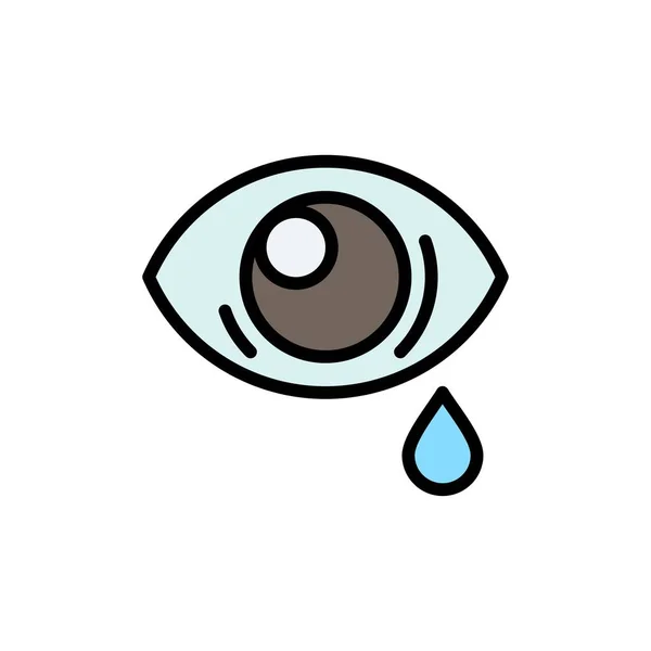 Eye, Droop, Eye, Sad Flat Color Icon. Bannière icône vectorielle Templa — Image vectorielle