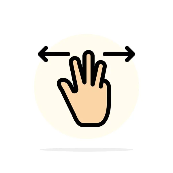 Χειρονομίες, χέρι, κινητό, τρία δάχτυλα αφηρημένο κύκλος φόντο — Διανυσματικό Αρχείο