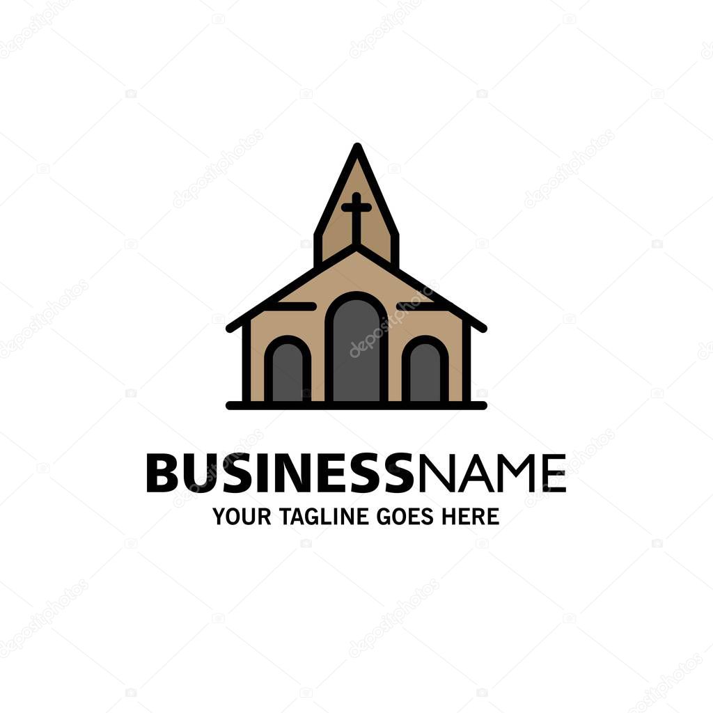 Building, Christmas, Church, Spring Business Logo Template. Flat