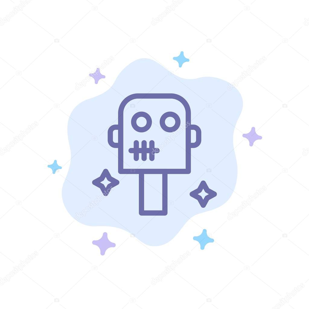 Space, Suit, Robot Blue Icon on Abstract Cloud Background