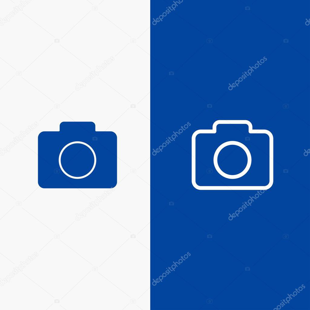 Instagram, Camera, Image Line and Glyph Solid icon Blue banner L