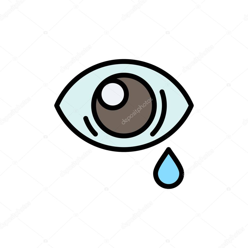 Eye, Droop, Eye, Sad  Flat Color Icon. Vector icon banner Templa