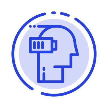 Pil, Yorgunluk, Düşük, Zihinsel, Mind Mavi Noktalı Hat Hattı Ico
