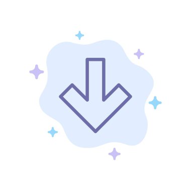 Soyut Bulut Arka Planında Ok, Aşağı, Arka Mavi Simge