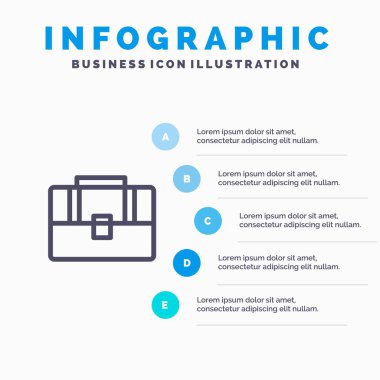 Çanta, Bavul, Kılıf, Çanta Hattı simgesi ile 5 adımsunum infographics Arka Plan