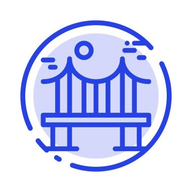 Karşısında, Köprü, Metal, Nehir, Yol Mavi Noktalı Çizgi Simgesi