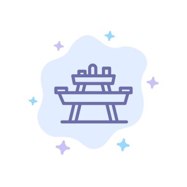 Tezgah, Gıda, Park, Koltuk, Piknik Mavi Simge Soyut Bulut Geri