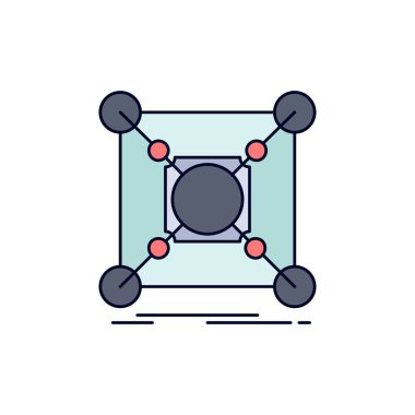 Taban, merkez, bağlantı, veri, hub Düz Renk Simgesi Vektör