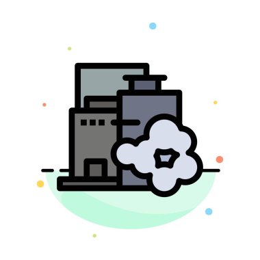 Fabrika, Sanayi, Peyzaj, Kirlilik Soyut Düz Renk Simgesi