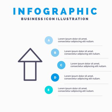 Ok, Yukarı, Upload Line simgesi ile 5 adımlı sunum infographi