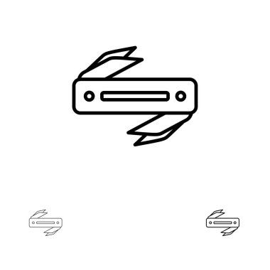 Bıçak, Jilet, Keskin, Blade Kalın ve ince siyah çizgi simge seti