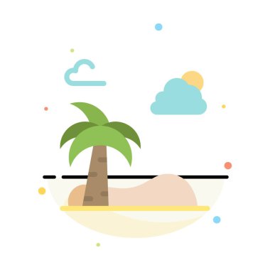 Plaj, Palmiye, Ağaç, Bahar Soyut Düz Renk Simgesi Şablon