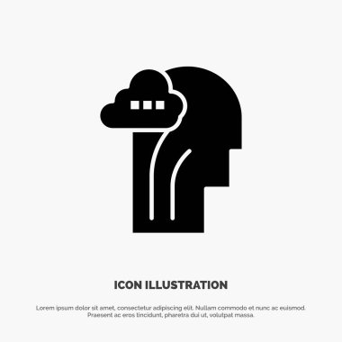 Aktivite, Beyin, Zihin, Baş katı Glyph Icon vektör