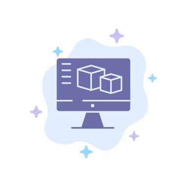 Bilgisayar, Monitör, Kutu, Soyut Bulut Ba Üzerinde Bilgi İşlem Mavi Simge