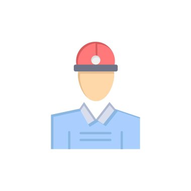 İnşaat, Mühendis, İşçi, İş Düz Renk Simgesi. Vektör ic