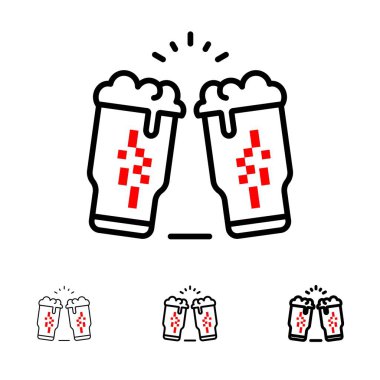 Bira, İçecek, Şarap, Cam, İrlanda Kalın ve ince siyah çizgi simgesi 