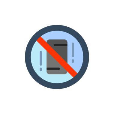 Kaçının, Distractions, Mobil, Kapalı, Telefon Düz Renk Simgesi. Vektör