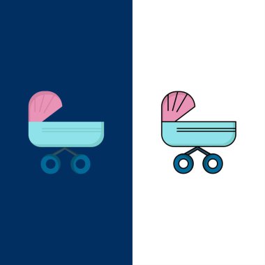 Trolly, Bebek, çocuklar, push, Puset düz renk simge vektör