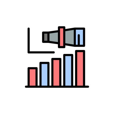 İş, Uzun, Modern, Vadeli, Vizyon Düz Renk Simgesi. Vektör ic