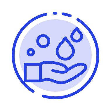 Temizlik, El, Sabun, Yıkama Mavi Noktalı Çizgi Simgesi