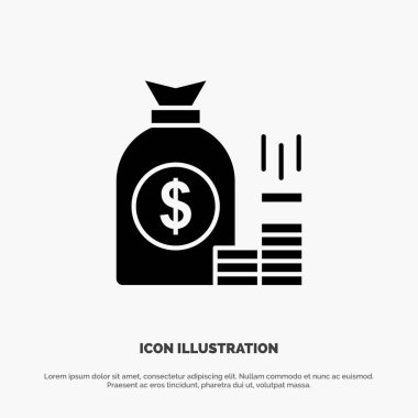 Para, Çanta, Banka, Finans, Altın, Tasarruf, Servet katı Glyph Ico